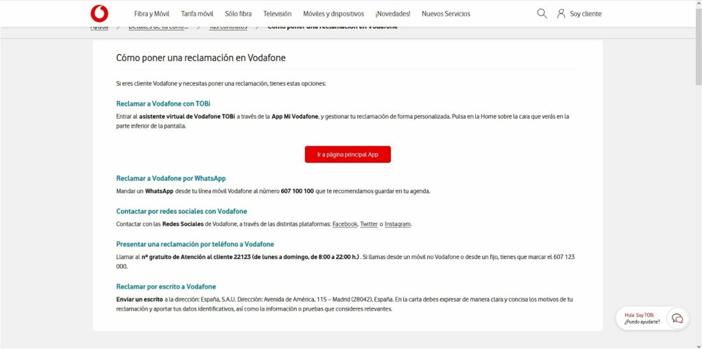 Cómo hacer una reclamación a Vodafone dónde dirigirte para que te