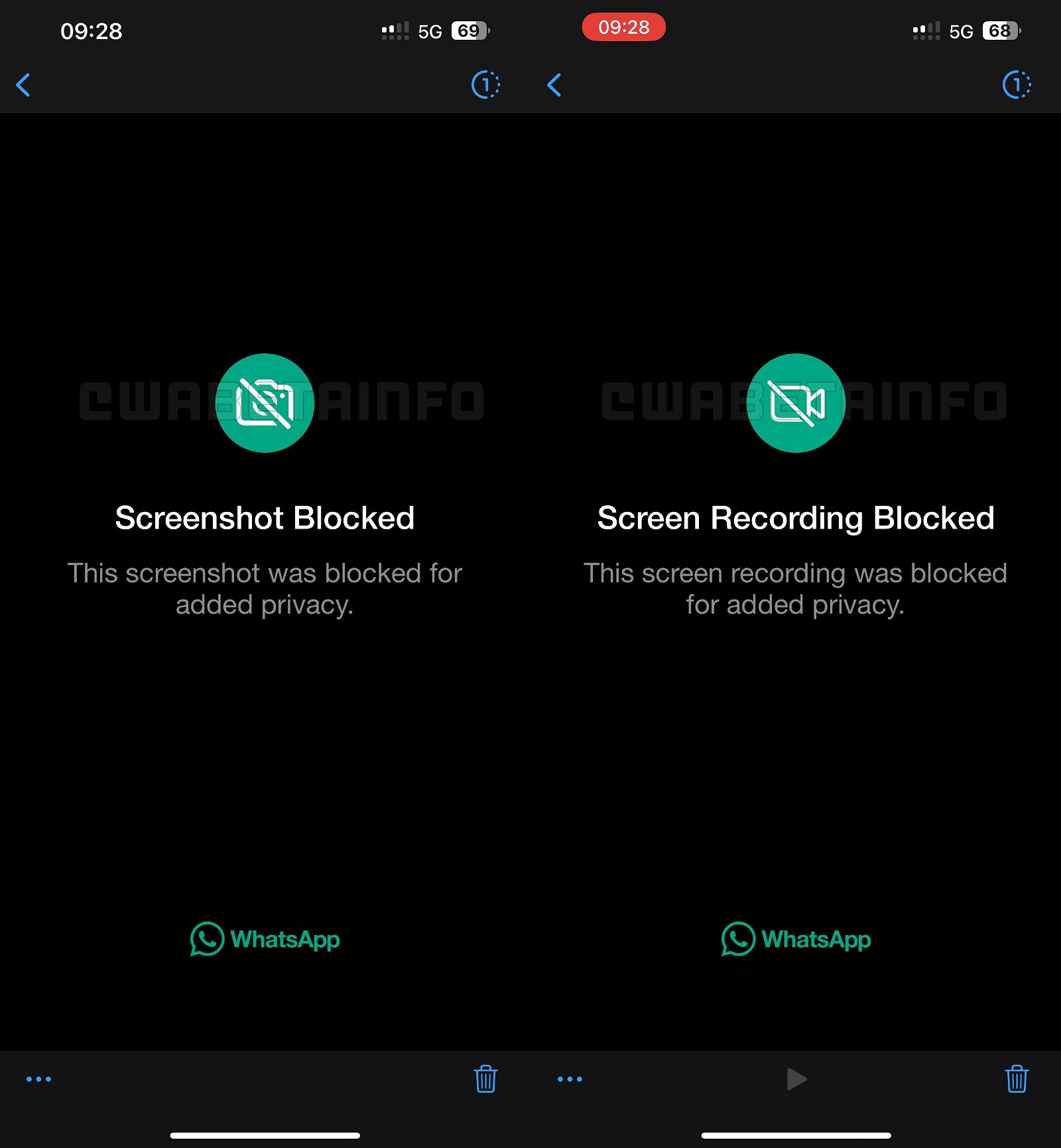 Función de bloqueo de capturas de pantalla en WhatsApp