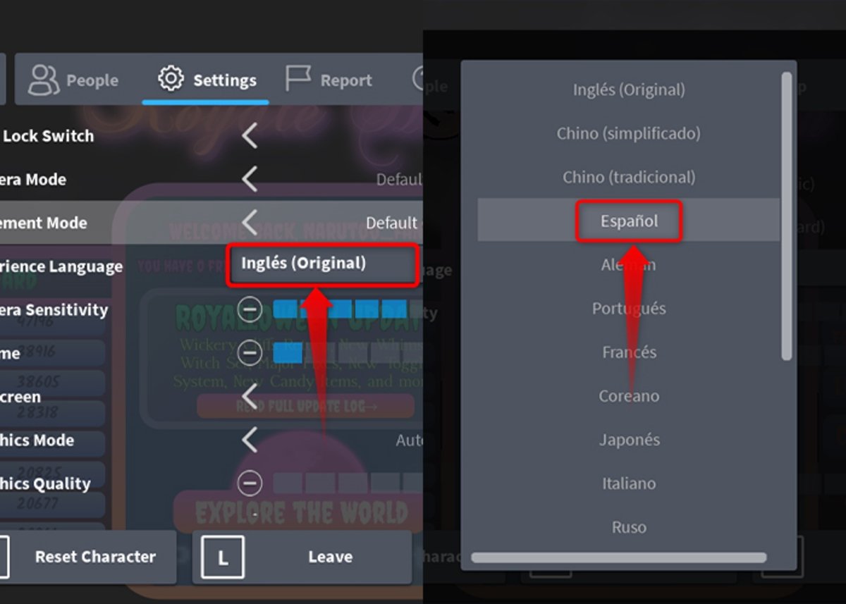 2-De esta manera se cambia el idioma de Roblox en ordenadores