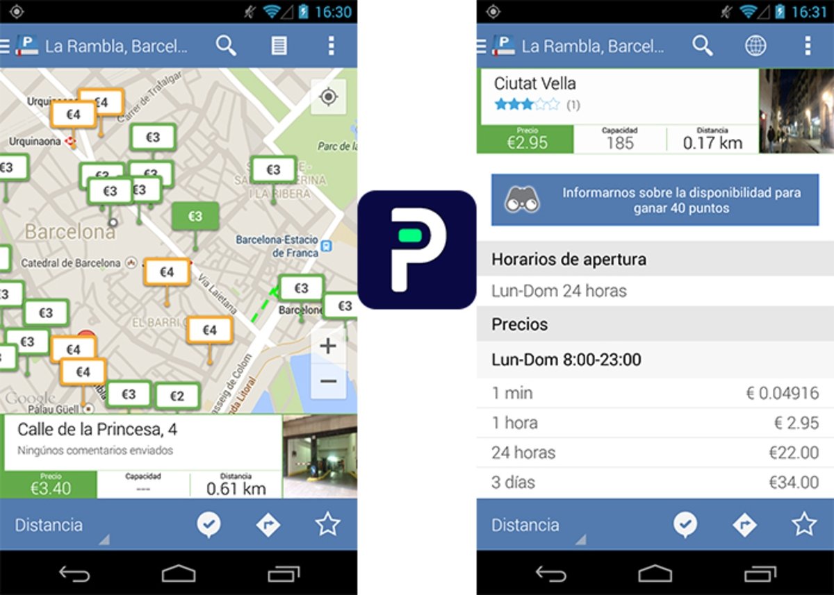 Consigue el lugar exacto para aparcar con Parkopedia Estacionamiento