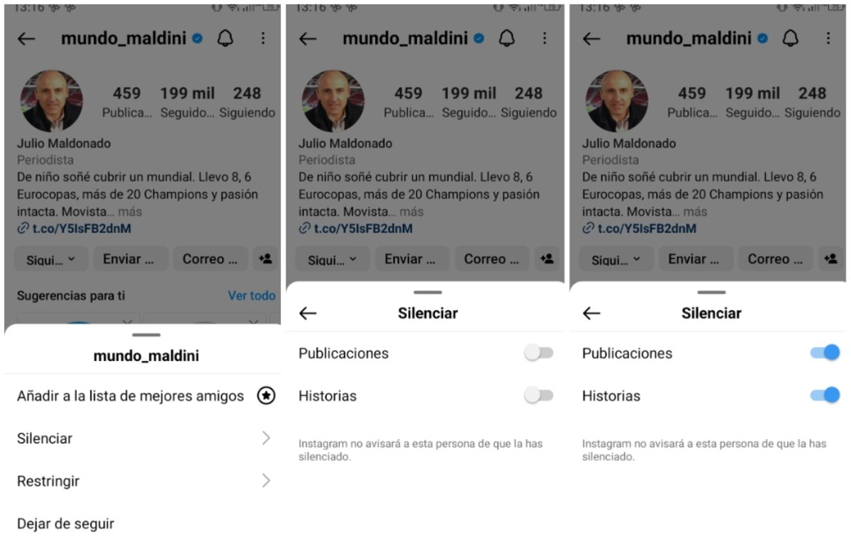 Pasos a seguir para silenciar una cuenta en Instagram