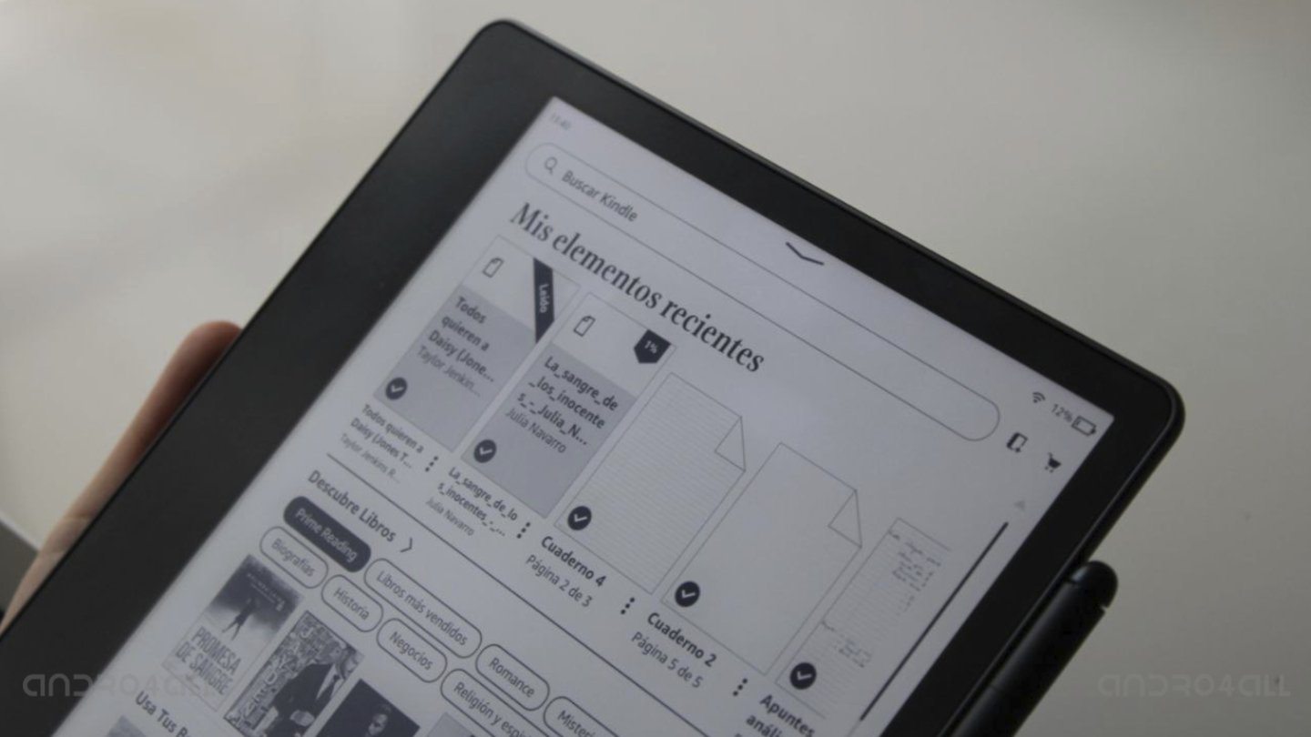 Elementos recientes en el Kindle Scribe