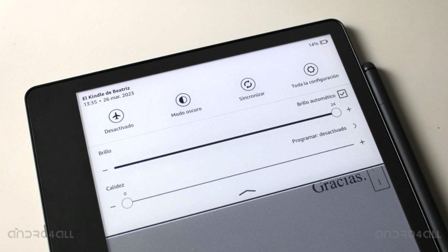 Opciones de configuración del Kindle Scribe