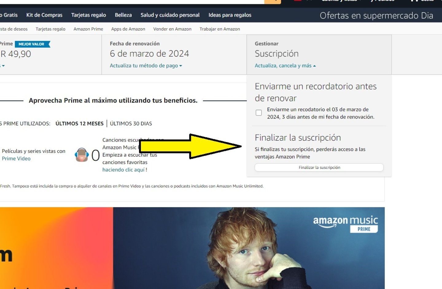 cancelar cuenta amazon prime