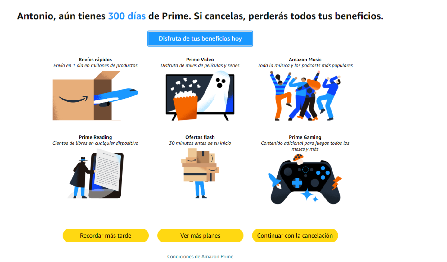 cancelar cuenta amazon prime