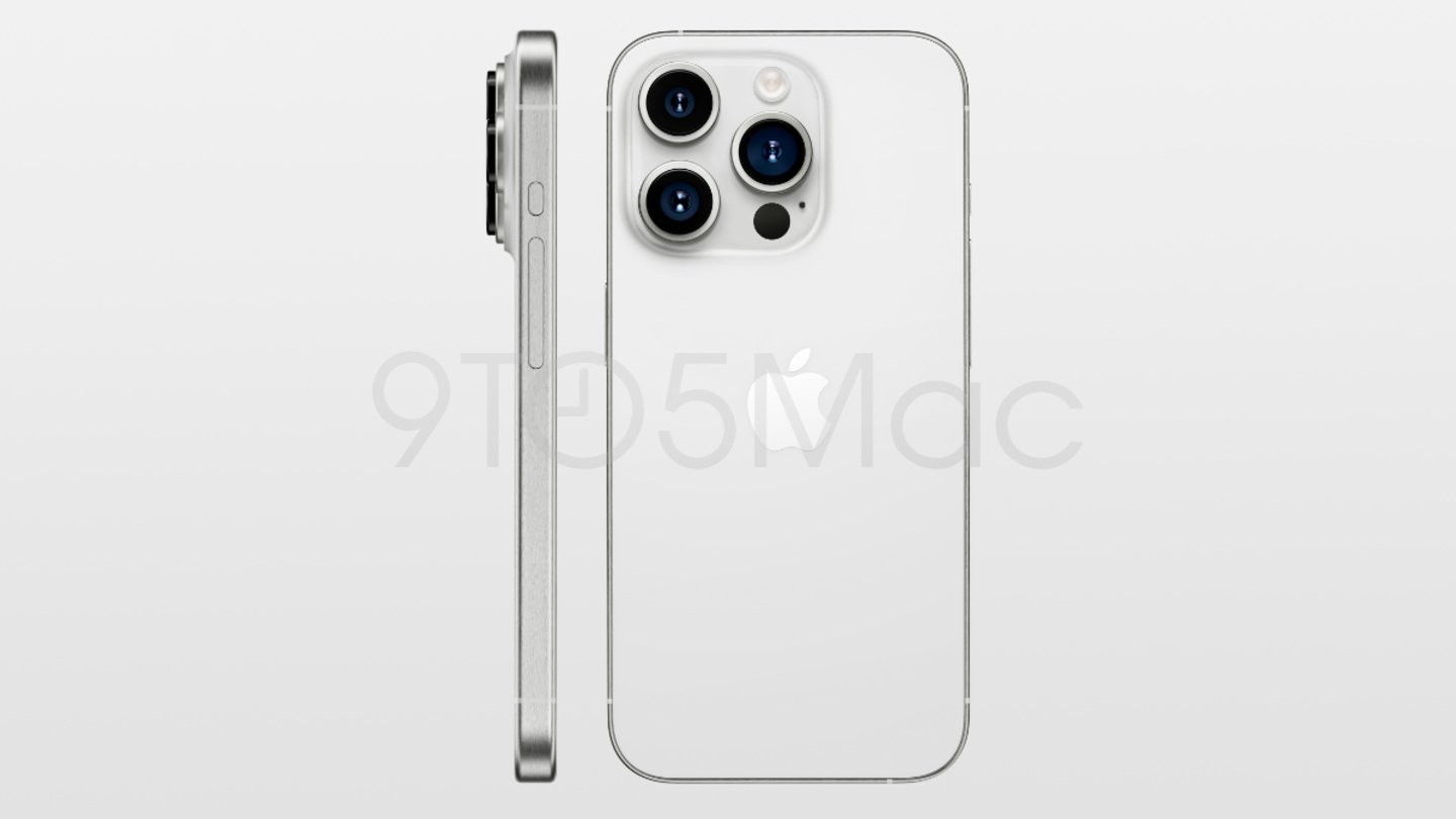 Parte trasera del iPhone 15 Pro en color blanco