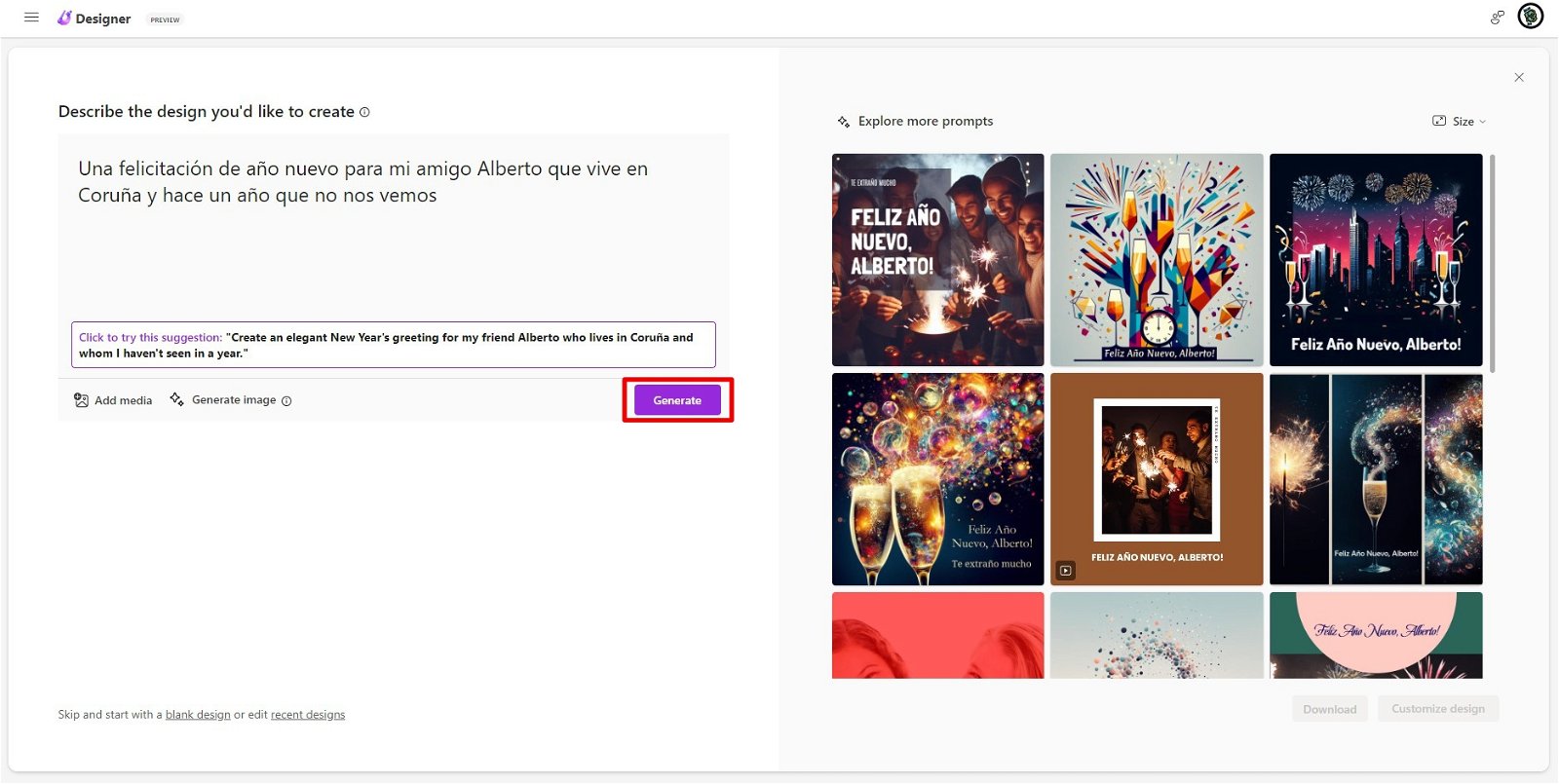 Cómo crear una felicitación de fin de año personalizada usando la IA